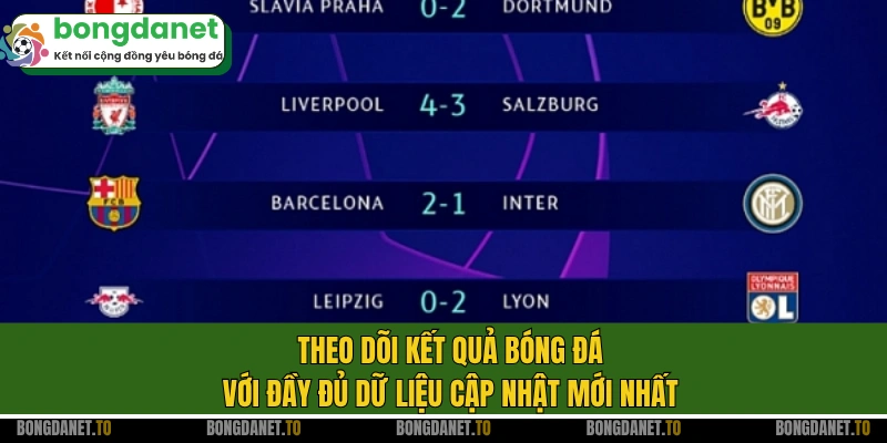 Theo dõi kết quả bóng đá với đầy đủ dữ liệu cập nhật mới nhất